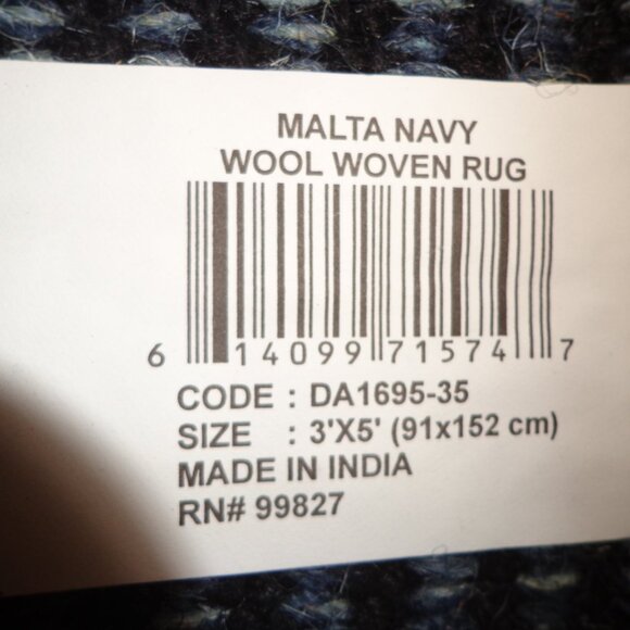 NWT Dash & Albert Malta Navy Woven Wool Rug (Annie Selke Company) Handmade - Picture 13 of 16